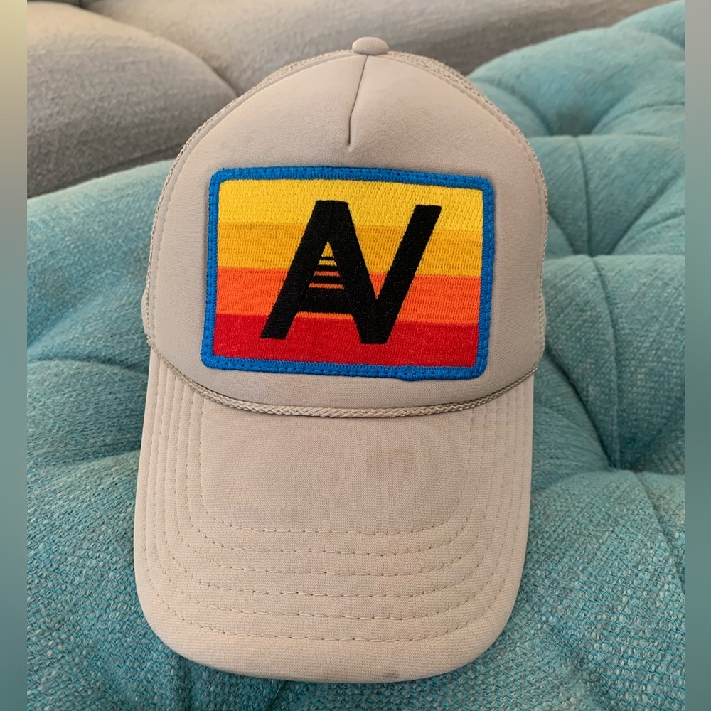 Aviator Nation Gray Trucker Hat with Rainbow Patch